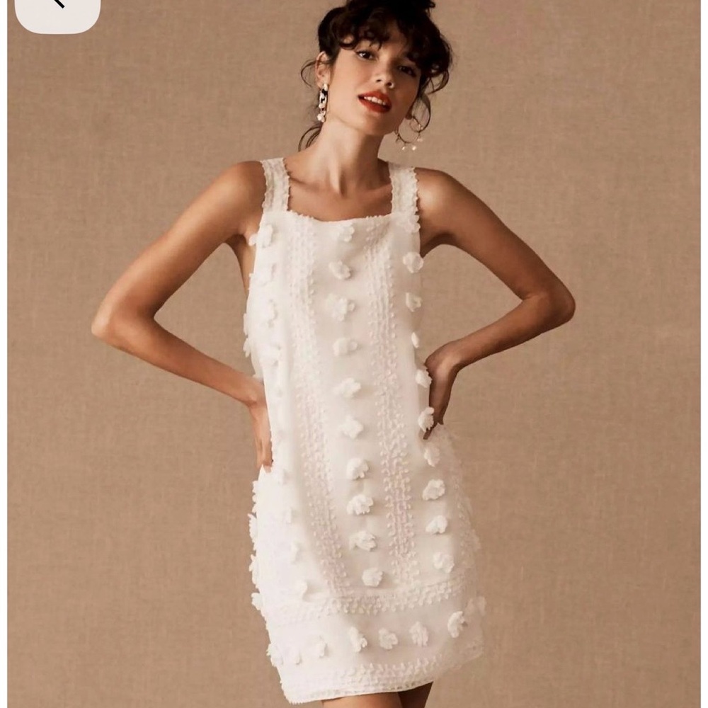 Anthropologie White Textured Mini Dress